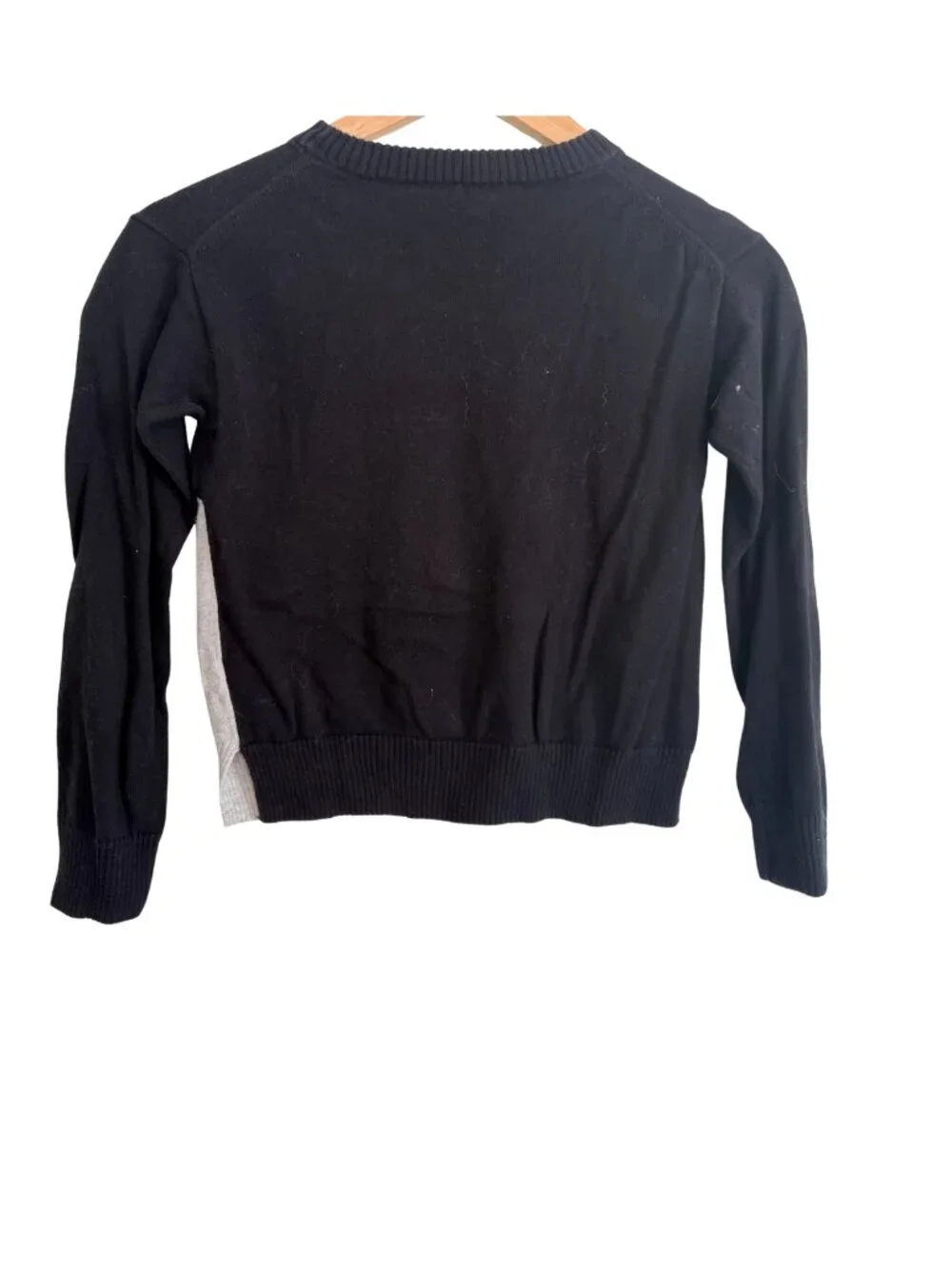 Crew Cuts Girls 12 Cat Sweater Black Gray Sequin Graphic 100% Cotton